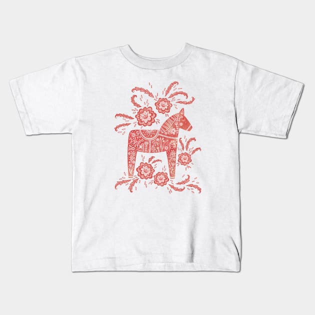 Swedish Dala Horse (Red) Kids T-Shirt by NicSquirrell